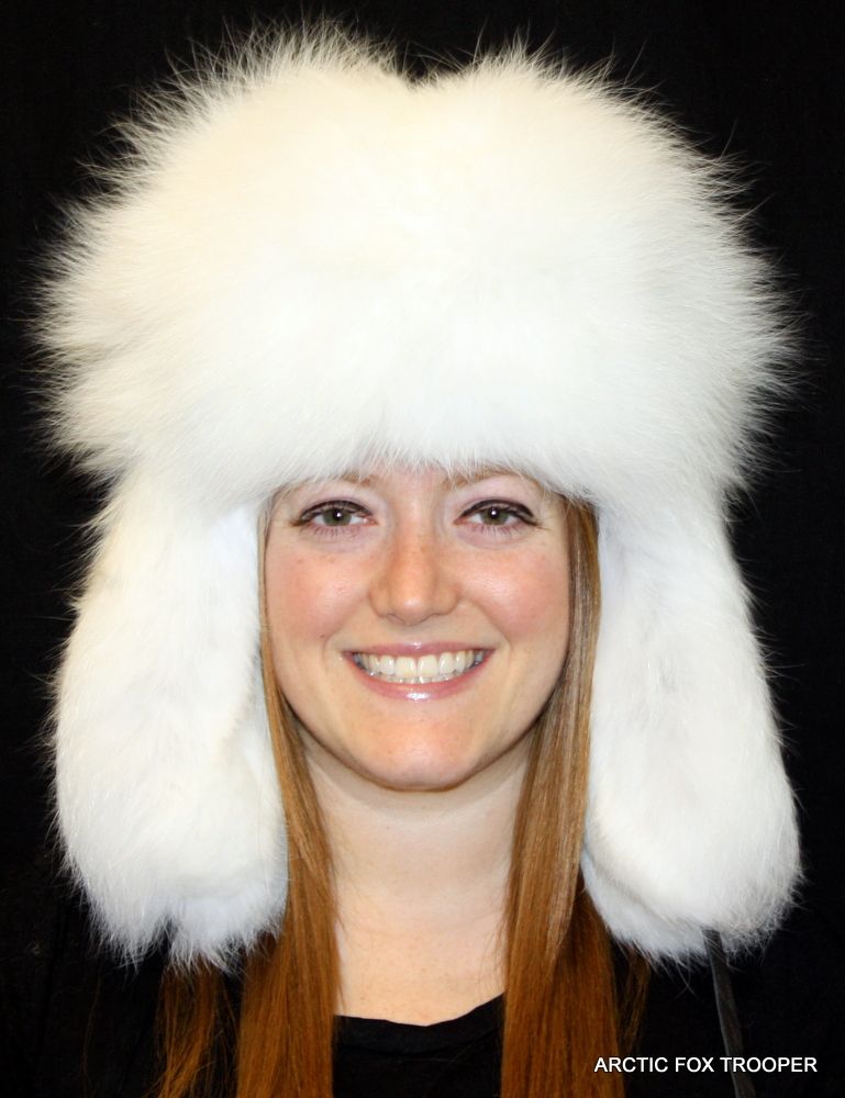 Arctic Fox Fur Russian Trooper Style Hat