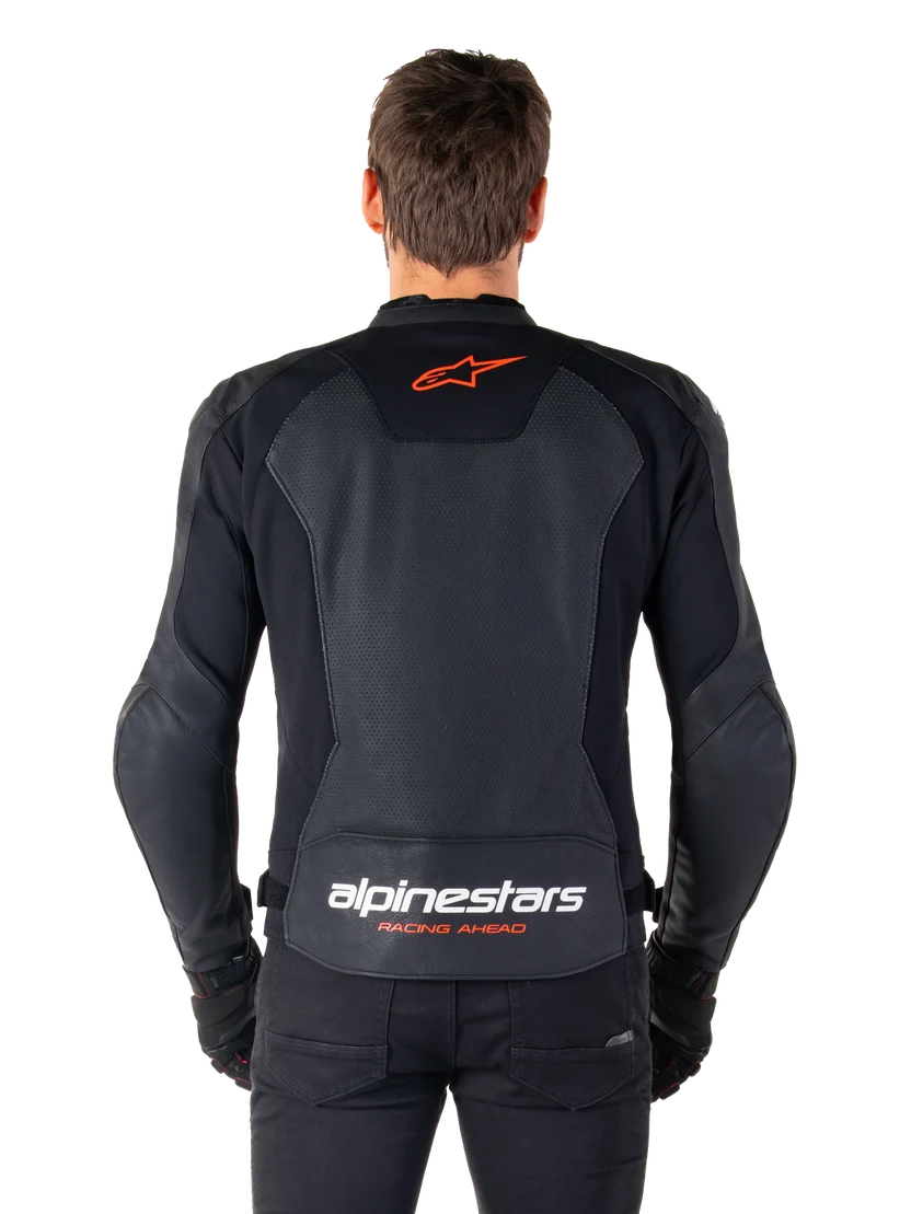 Alpinestars Men's Faster v3 Airflow Perforated Riding Leather Jacket – Black / Bright Red