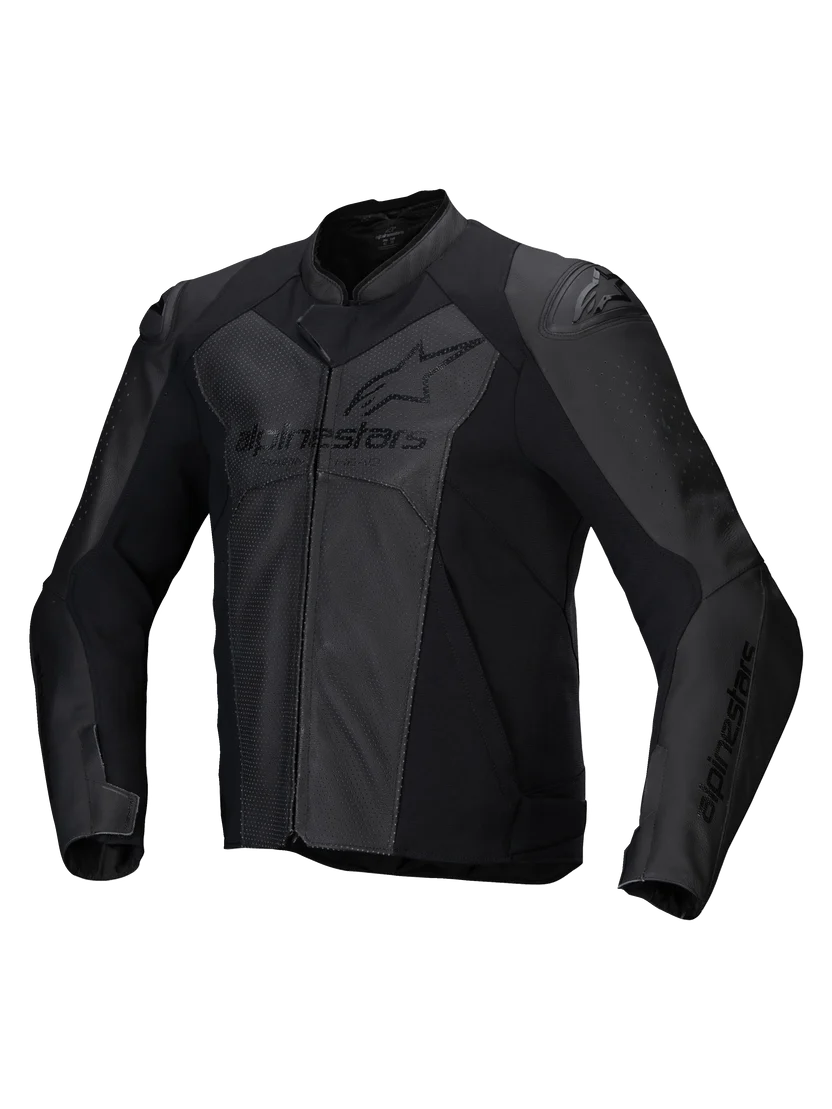 Alpinestars Faster v3 Airflow Leather Motorcycle Jacket – Stealth Black