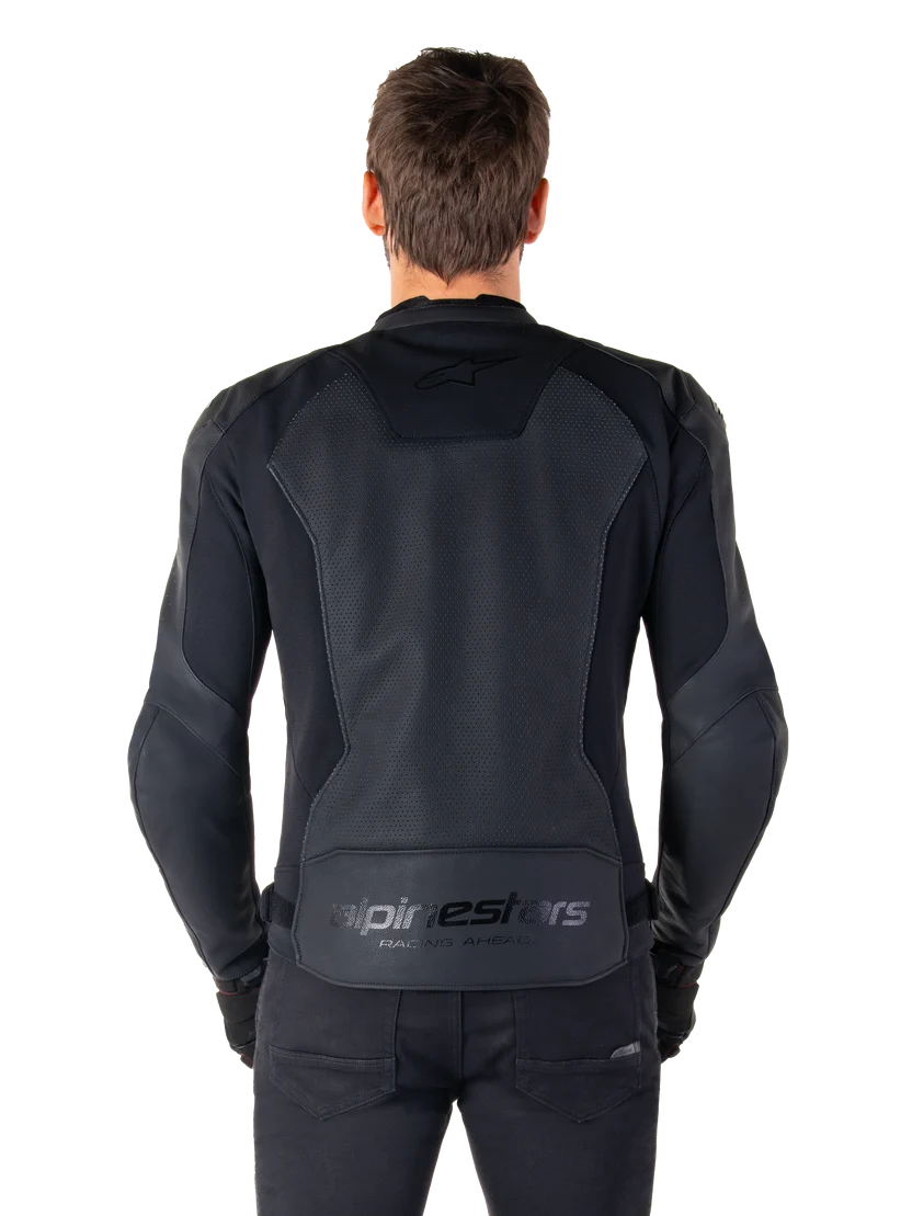Alpinestars Faster v3 Airflow Leather Motorcycle Jacket – Stealth Black
