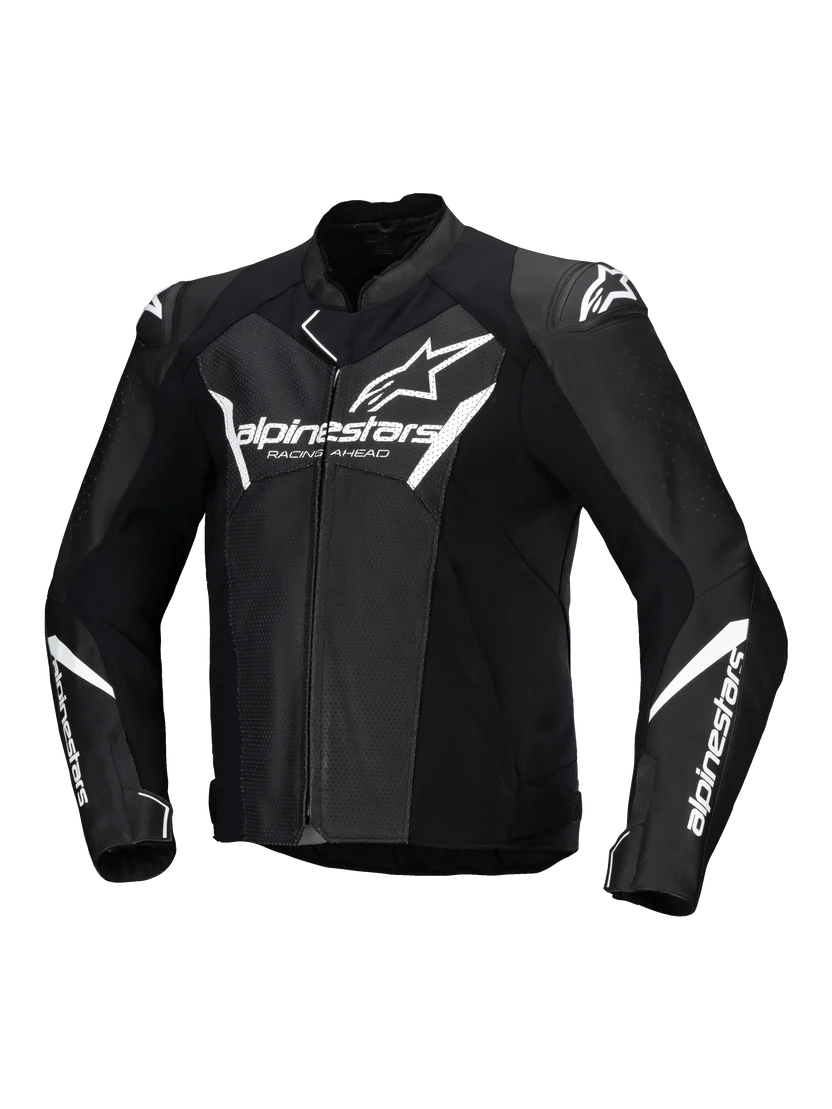 Alpinestars Faster v3 Airflow Leather Motorcycle Jacket – Black / White