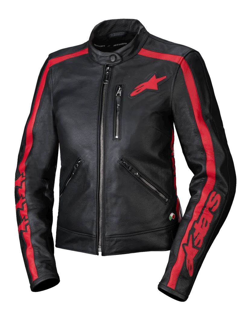 Alpinestars Women's Stella Dyno Leather Motorcycle Jacket – Black / Red