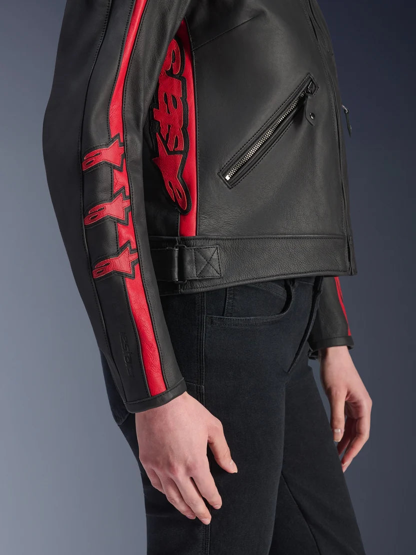 Alpinestars Women's Stella Dyno Leather Motorcycle Jacket – Black / Red