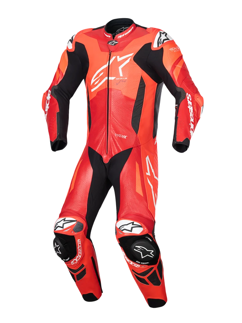 Alpinestars GP Plus V4 Sprint 1-Piece Leather Race Suit – Red / Fluo Red / Black