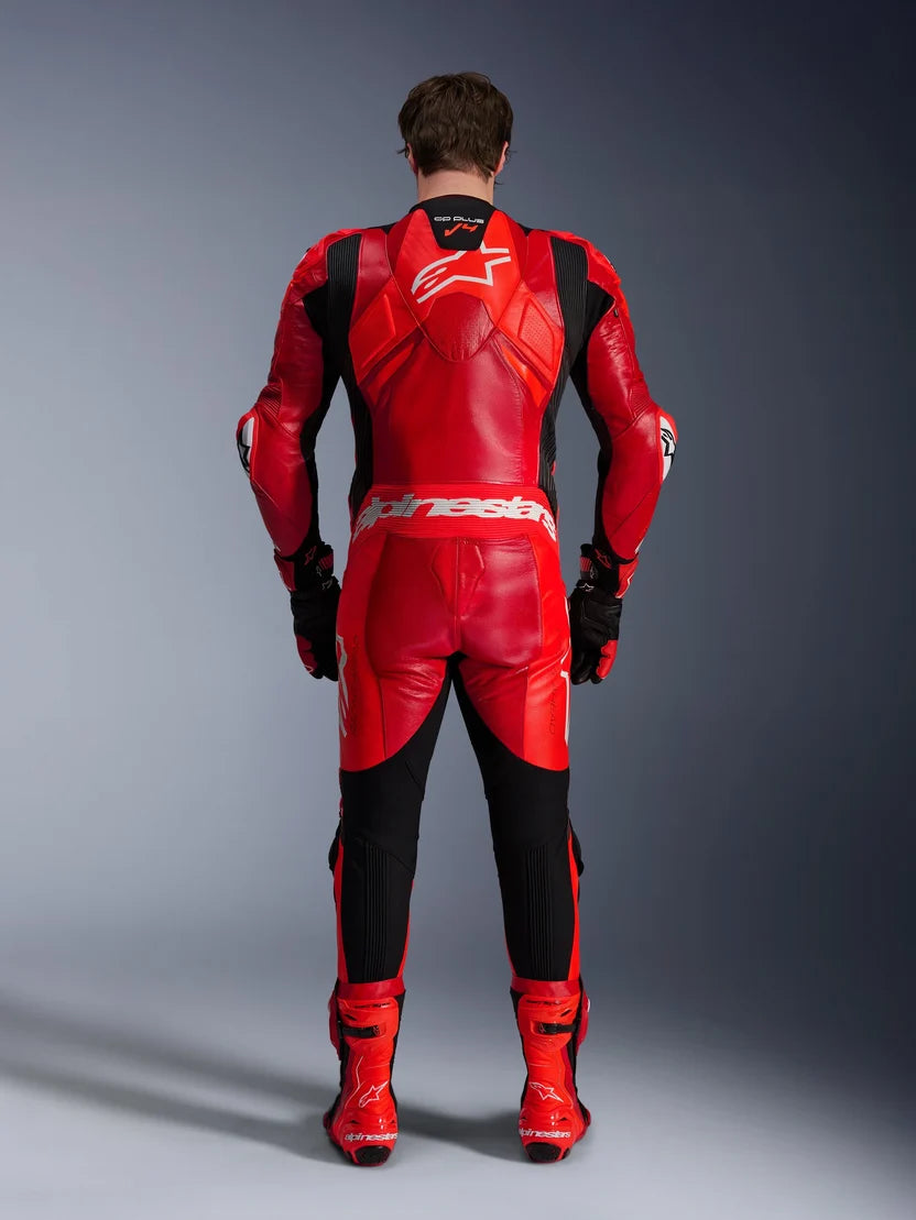 Alpinestars GP Plus V4 Sprint 1-Piece Leather Race Suit – Red / Fluo Red / Black
