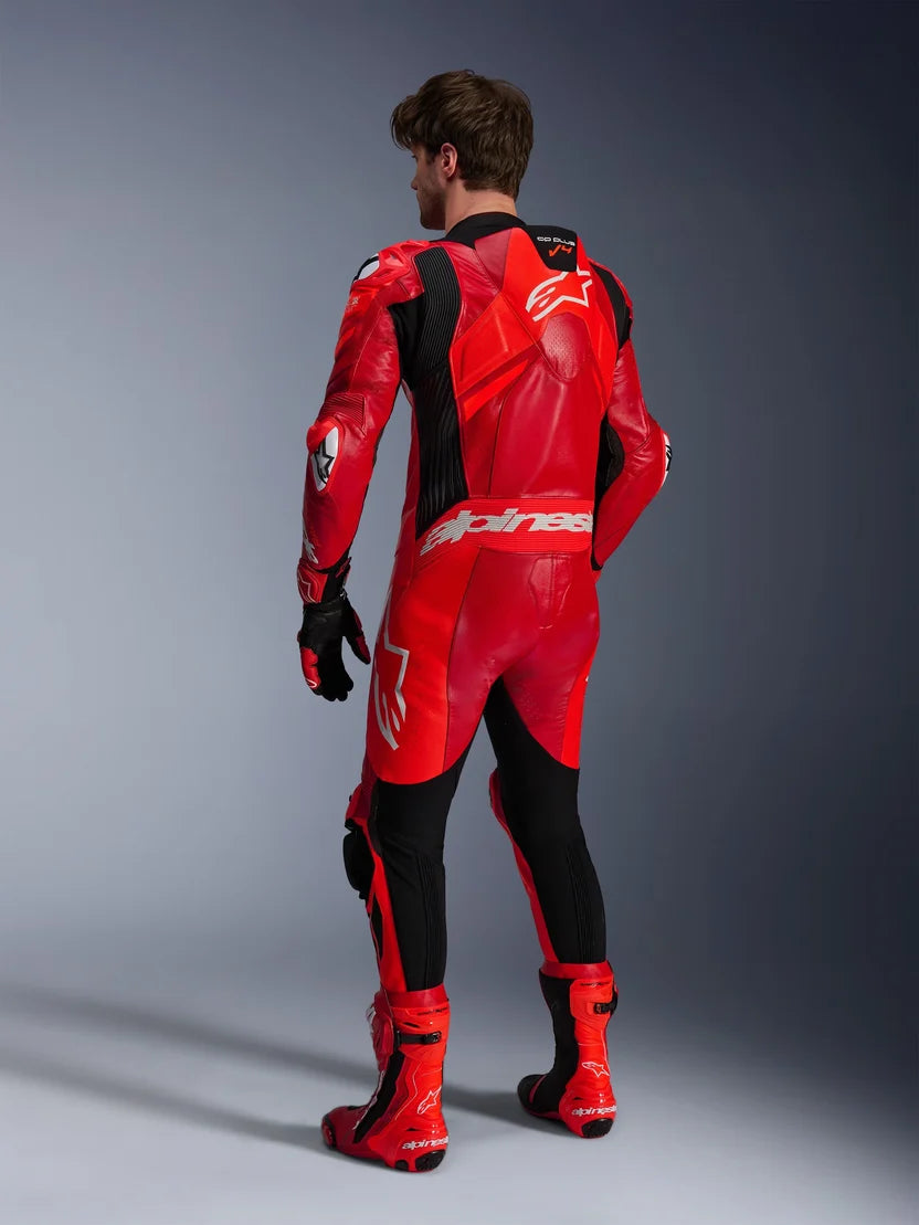 Alpinestars GP Plus V4 Sprint 1-Piece Leather Race Suit – Red / Fluo Red / Black