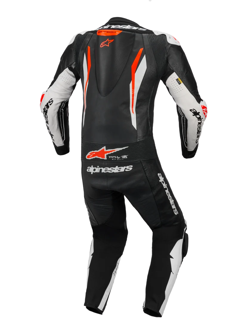 Alpinestars GP Tech V5 1-Piece Leather Suit – Black / White / Red Fluo