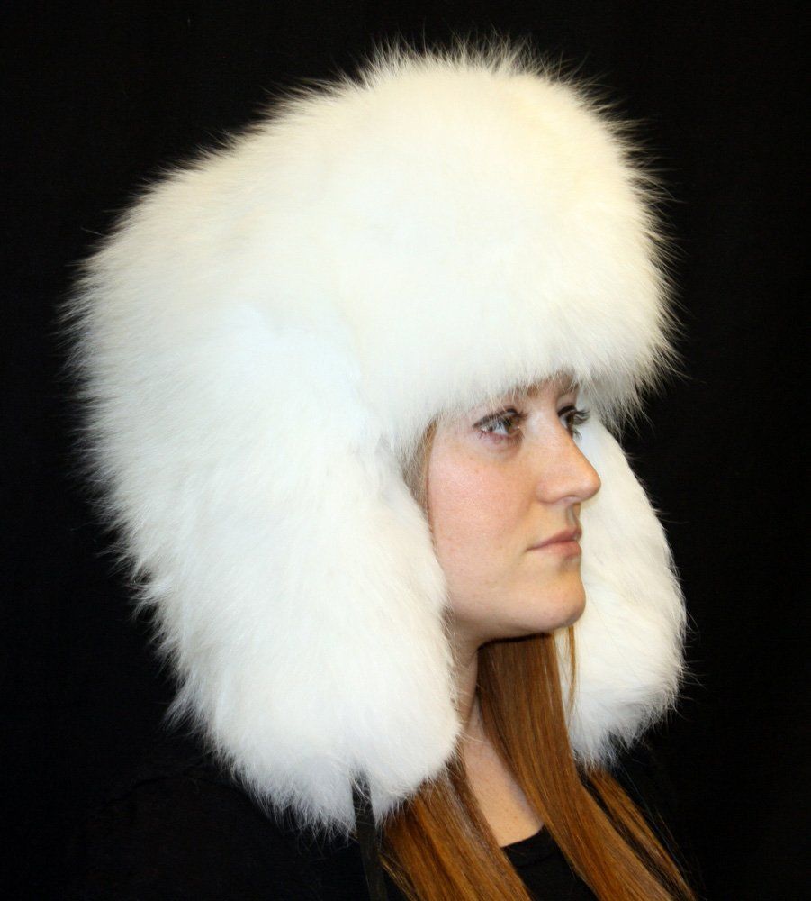 Arctic Fox Fur Russian Trooper Style Hat