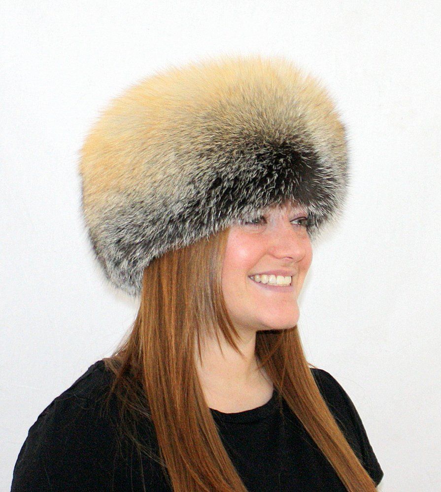 Golden Island Fox Fur Pill Box Hat