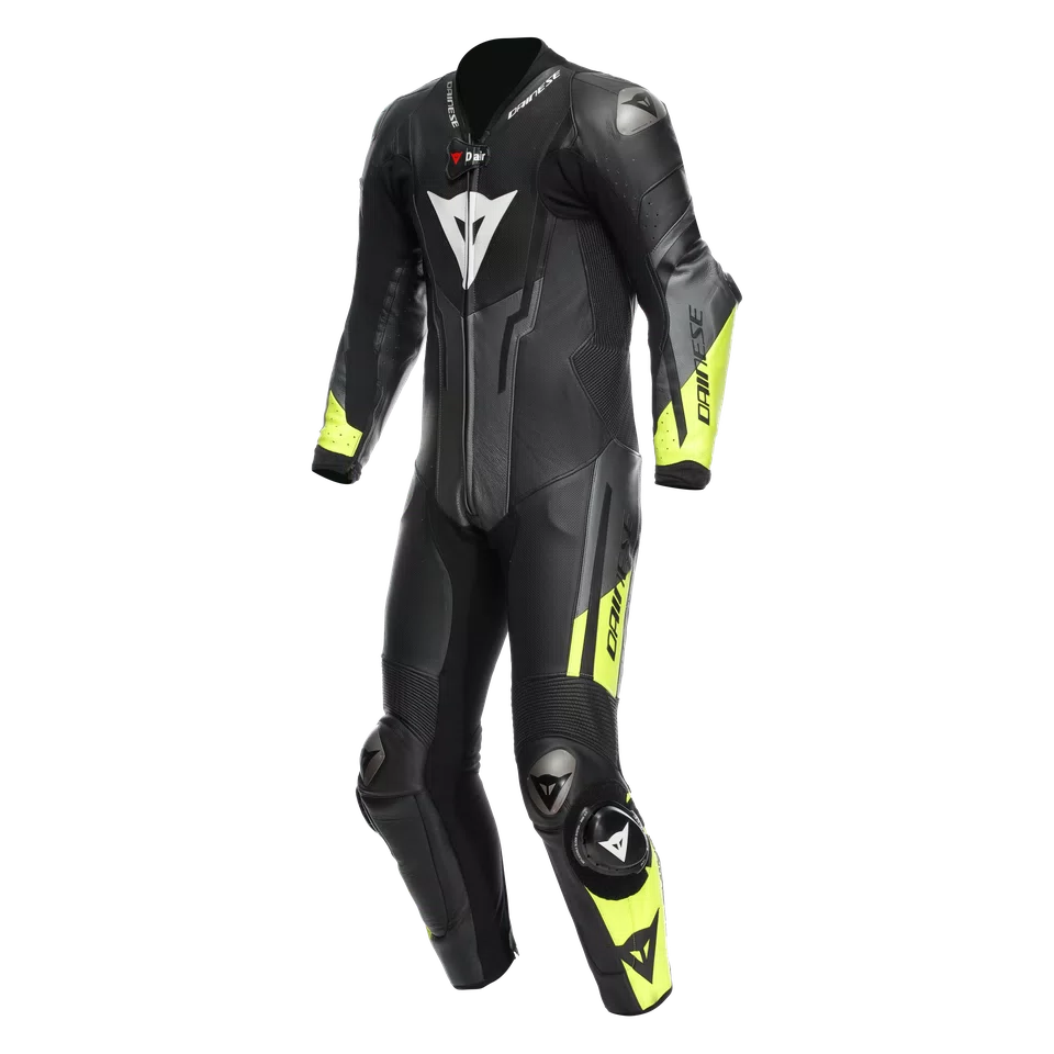 Men's One-Piece Airbag Leather Motorcycle Suit – Red White Black Track Suit
