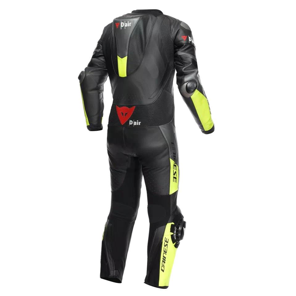 Men's One-Piece Airbag Leather Motorcycle Suit – Red White Black Track Suit