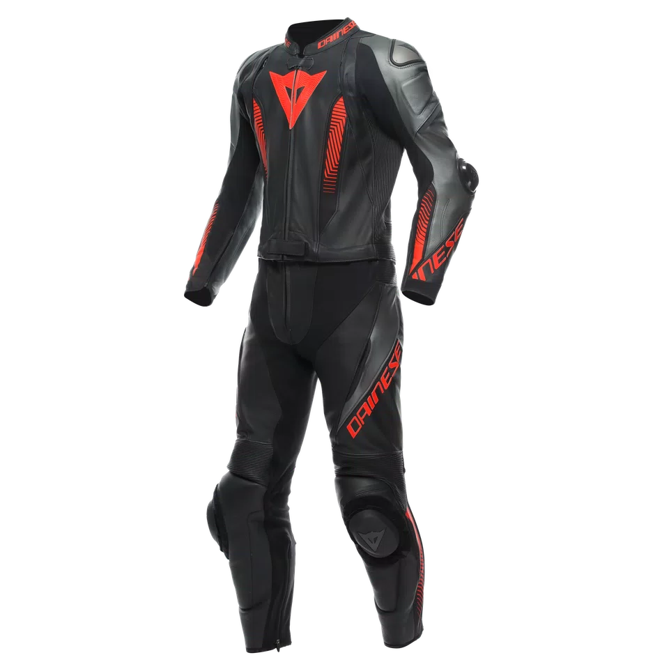 Men's One-Piece Leather Motorcycle Track Suit – Black & Fluo Yellow Racing Suit