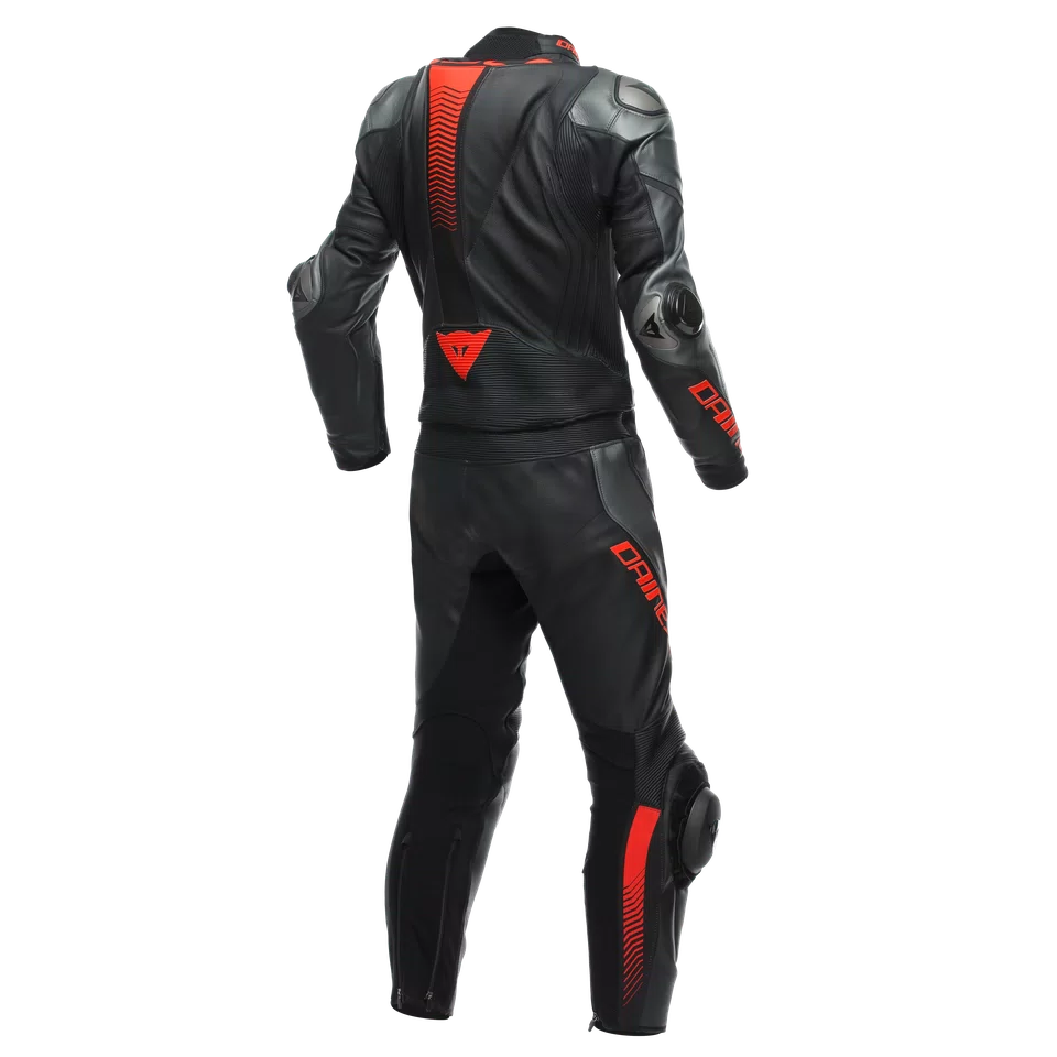Men's One-Piece Leather Motorcycle Track Suit – Black & Fluo Yellow Racing Suit