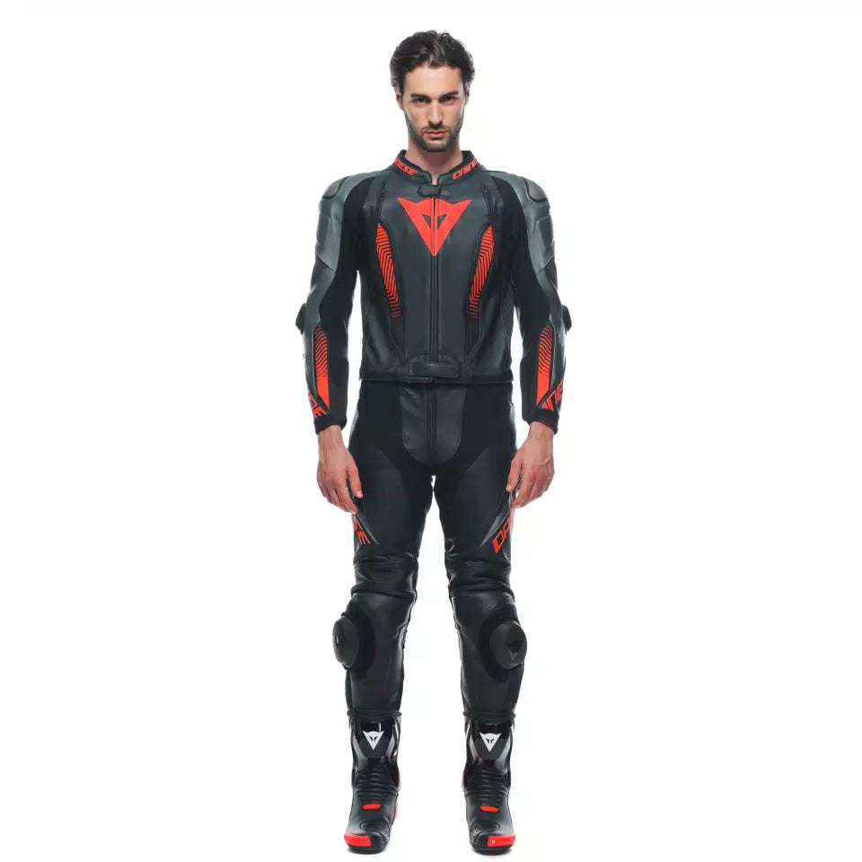 Men's One-Piece Leather Motorcycle Track Suit – Black & Fluo Yellow Racing Suit