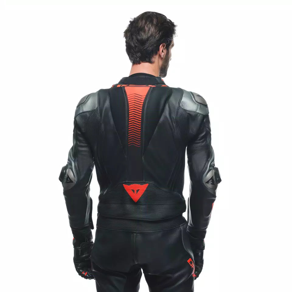 Men's One-Piece Leather Motorcycle Track Suit – Black & Fluo Yellow Racing Suit