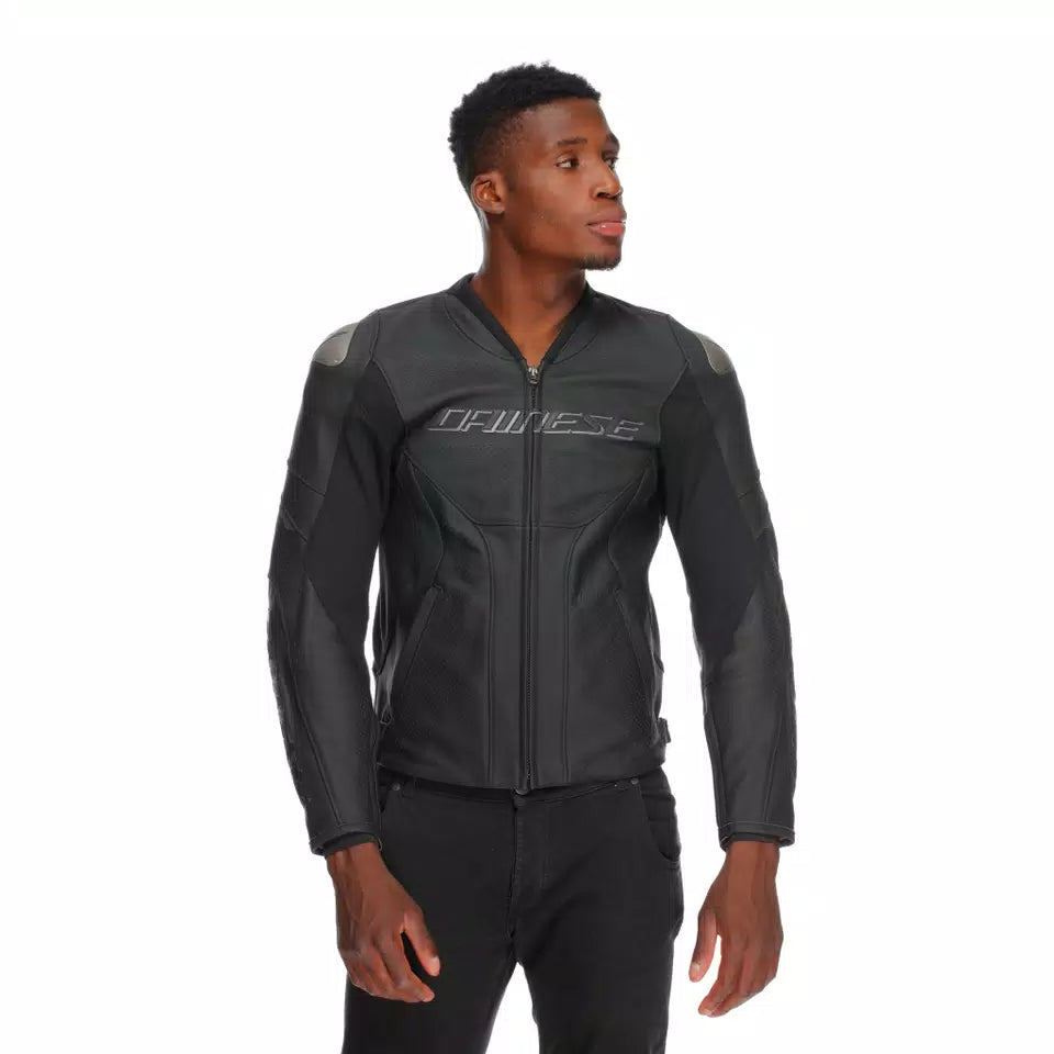 Dainese Super Speed 4 Perforated Leather Motorcycle Jacket – Black-Matt / Charcoal