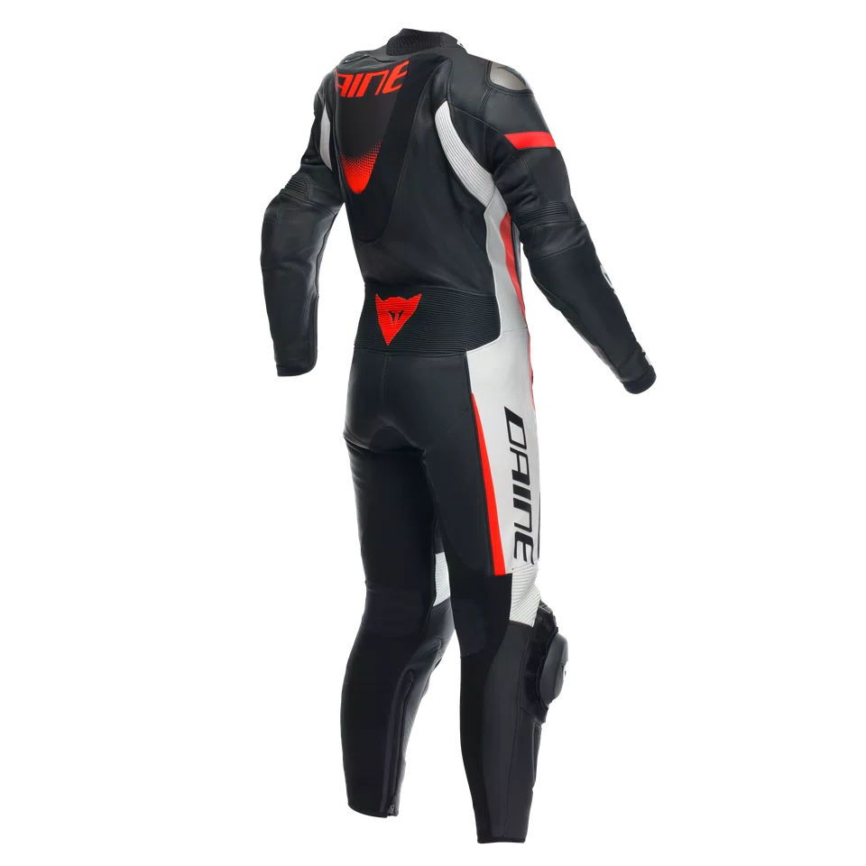 Dainese Grobnik Women's 1-Piece Perforated Leather Suit – Black / White / Fluo Red