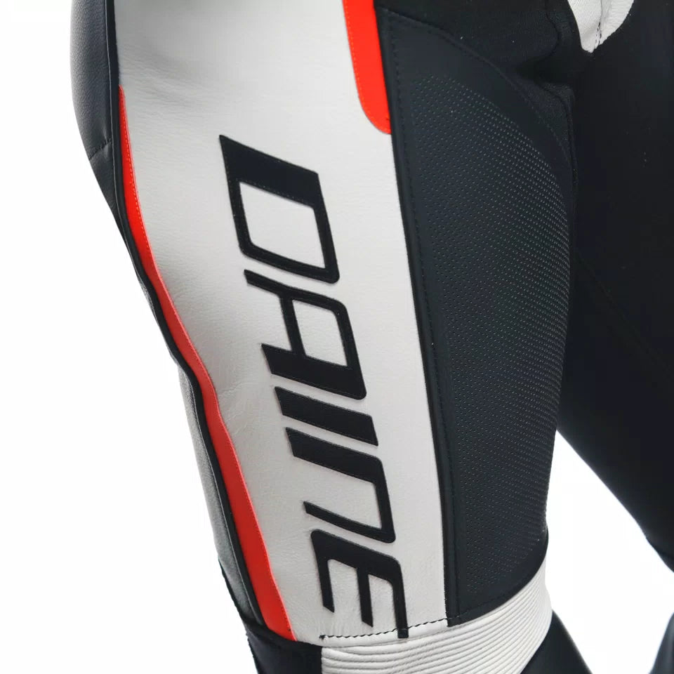 Dainese Grobnik Women's 1-Piece Perforated Leather Suit – Black / White / Fluo Red