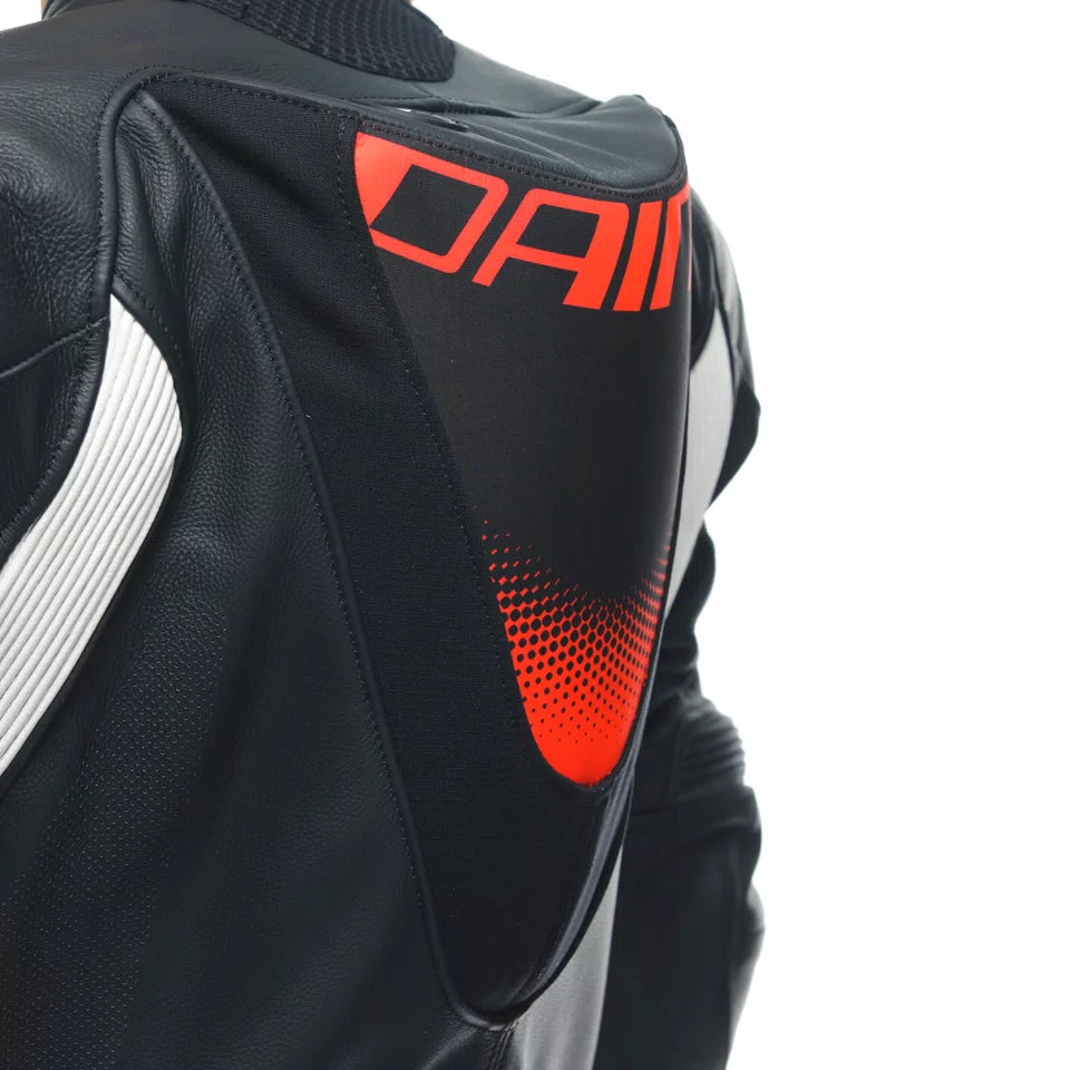 Dainese Grobnik Women's 1-Piece Perforated Leather Suit – Black / White / Fluo Red