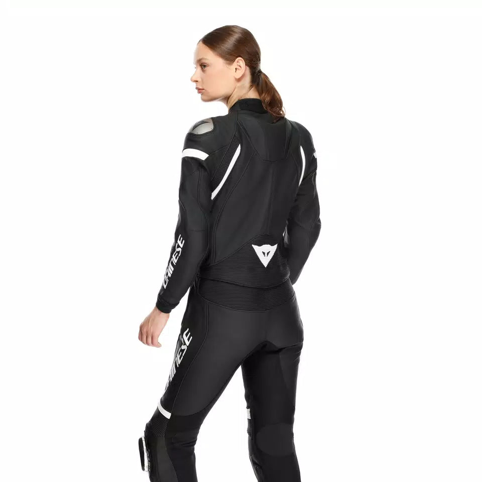 Dainese Mirage Women's 2-Piece Leather Motorcycle Suit – Black / White