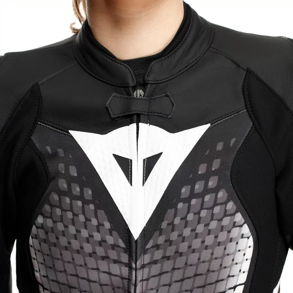 Dainese Mirage Women's 2-Piece Leather Motorcycle Suit – Black / White
