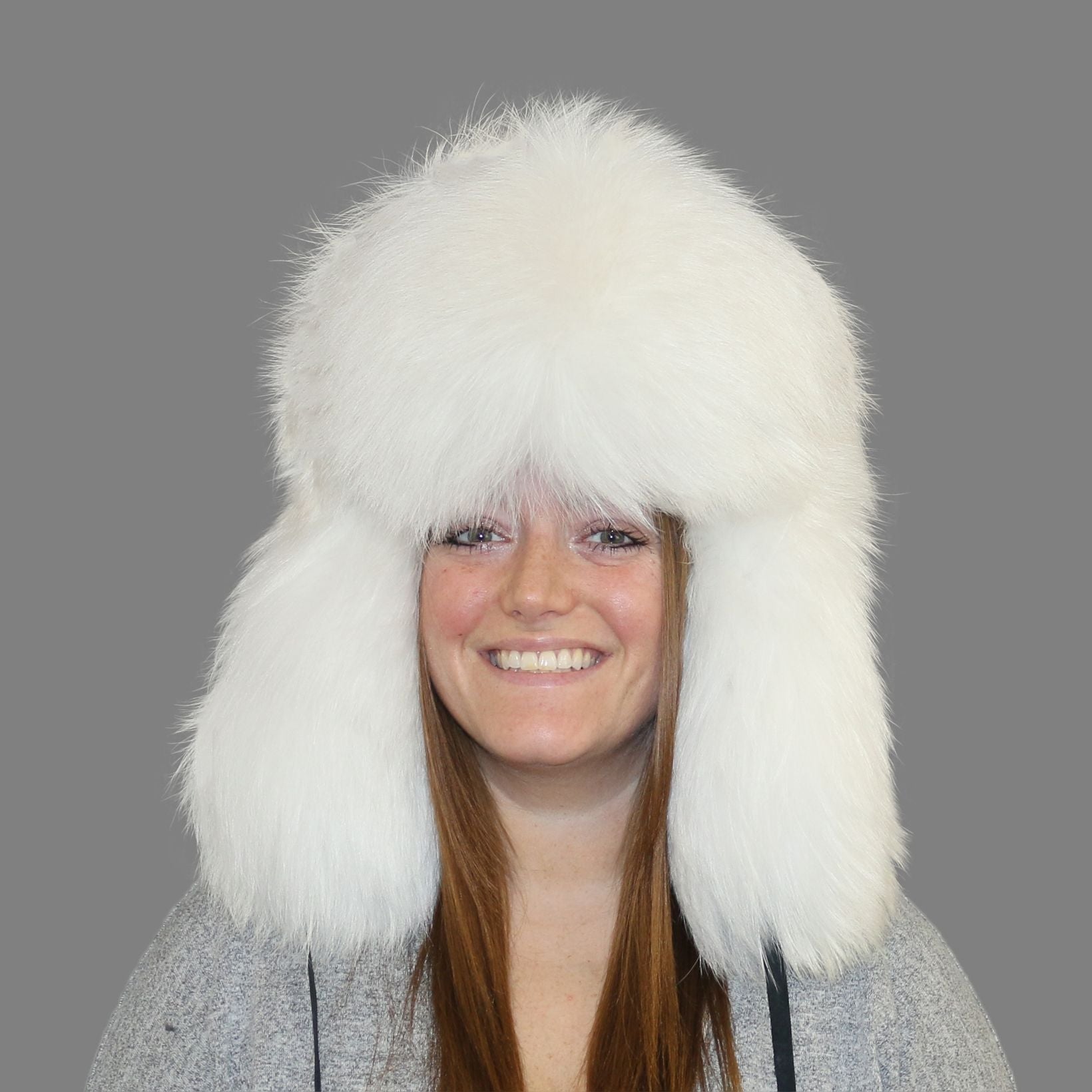White Finn Raccoon Fur Russian Trooper Style Hat