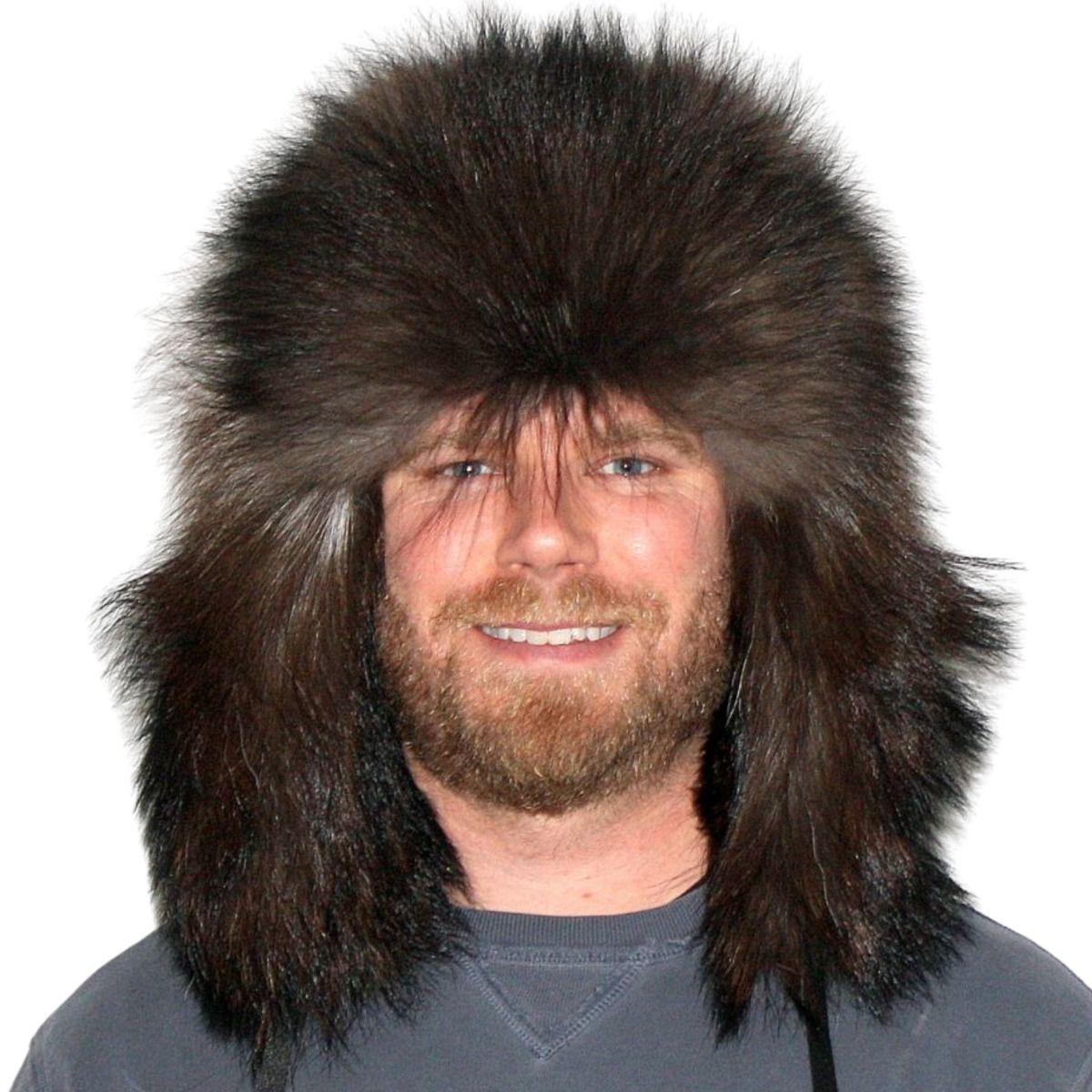 Black Wolf Fur Russian Trooper Style Ha